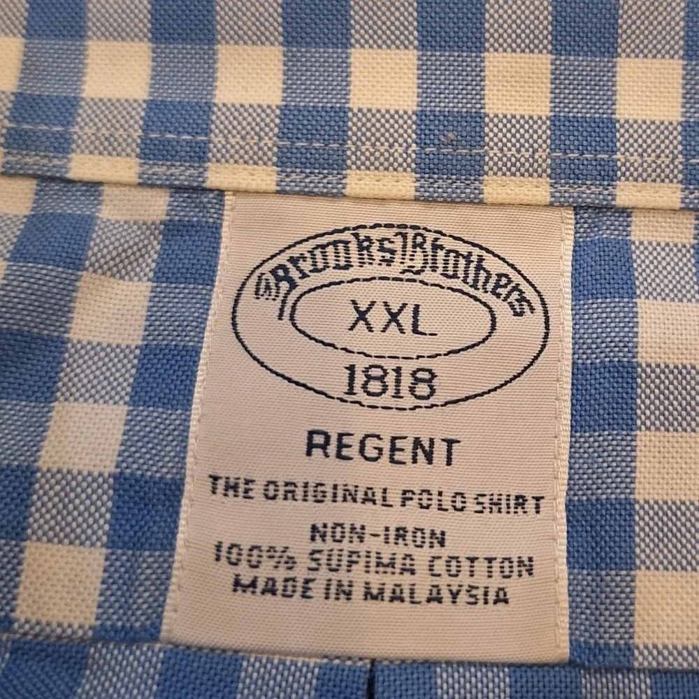 Brooks Brothers Shirt XXL Blue Gingham Regent Non-Iron Supima Cotton Buttondown - Picture 2 of 7